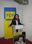 FDP-Landtagskandidatin Dr. Annette Trabold bei der Begrung der Teilnehmer